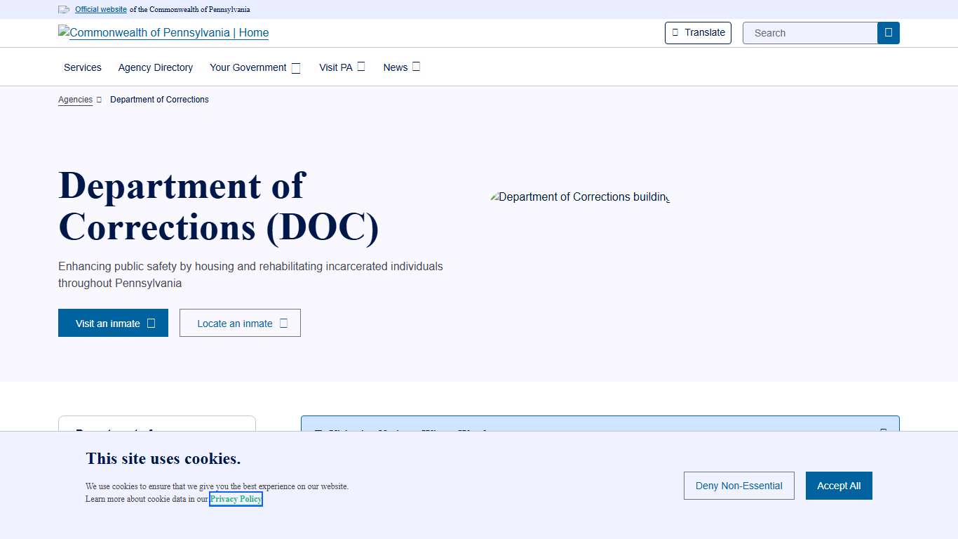 Department of Corrections Department of Corrections Commonwealth of Pennsylvania